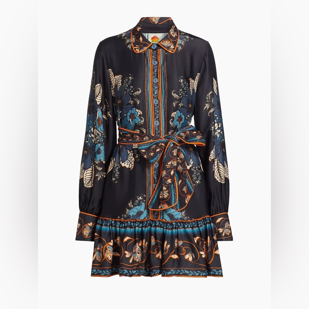 FARM Rio Black and Blue Floral Mini Dress